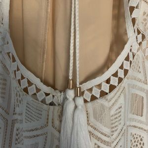 Venus- Long Cream colored lace dress w open back
